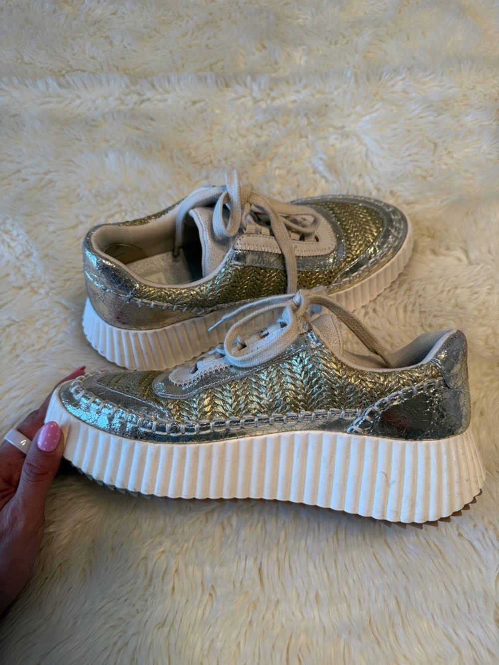 Dolce Vita Gold Lace-Up Sneakers